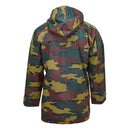 Back view of genuine Belgian Army waterproof Goretex Seyntex jigsaw camo hooded parka jacket