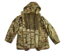 British Military MTP camouflage parka jacket with hood, windproof, four front pockets, adjustable waist and bottom