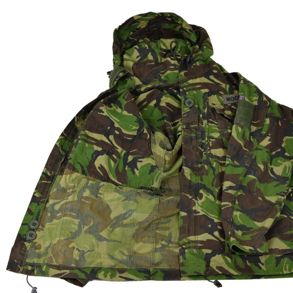 Äkta brittiska militära stridssmockfältjacka huva vindtät dpm camo