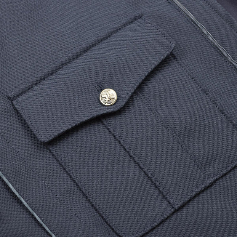 Äkta tjeckiska arméblå blouson silverknappar avslappnad militärblusjacka ny