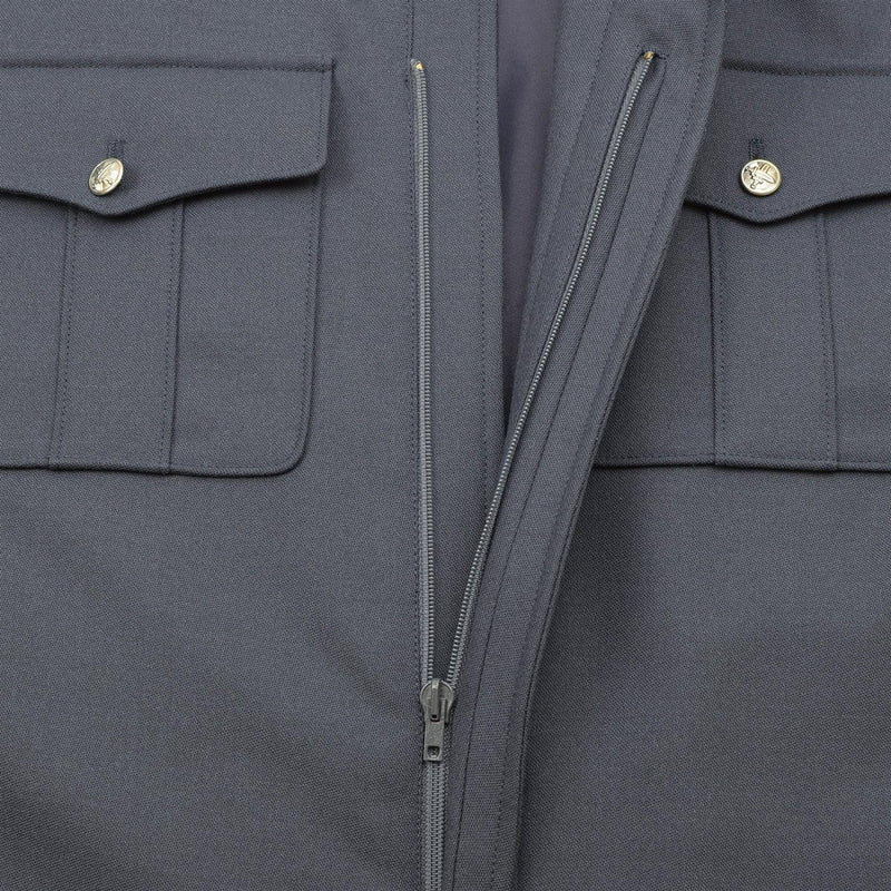 Äkta tjeckiska arméblå blouson silverknappar avslappnad militärblusjacka ny