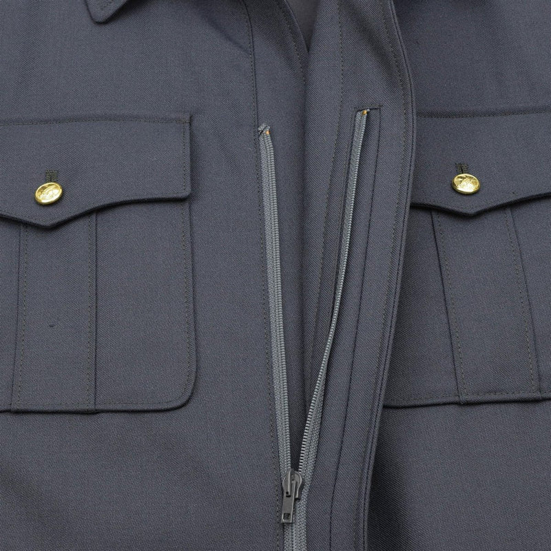 Äkta tjeckiska militära blå blusjacka gyllene knappar avslappnad armé blouson ny