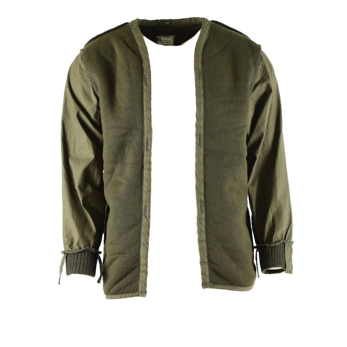 Genuine Dutch army olive OD parka liner jacket with modacrylic insulation for cold, wet weather protection