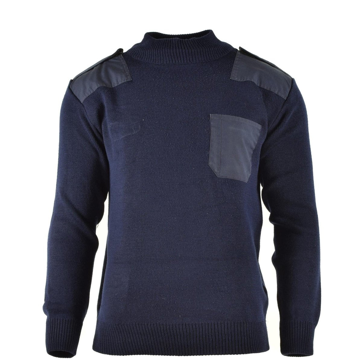 Äkta holländska arméns pullover blå jumper militär tröja rund halsoffiser