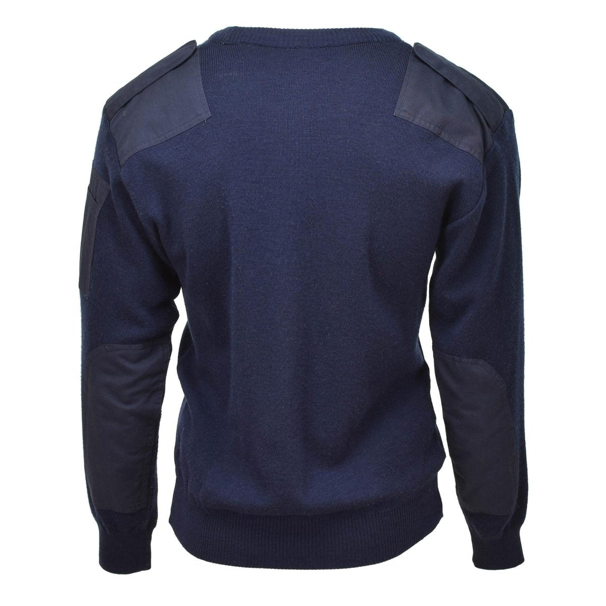 Äkta holländska armé pullover v-hals blå ribben stickad militär överskott tröja jumper