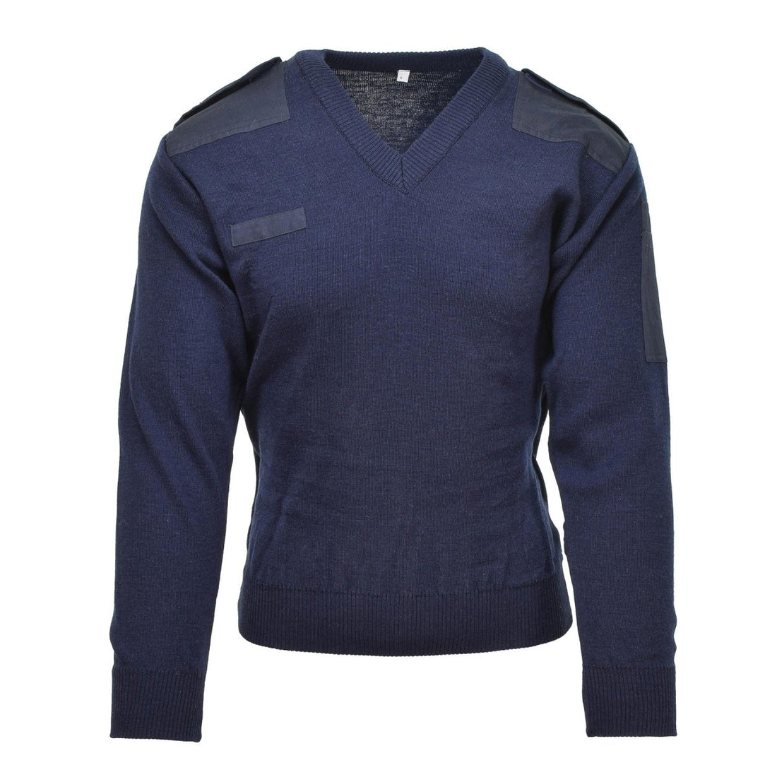 Äkta holländska armé pullover v-hals blå ribben stickad militär överskott tröja jumper