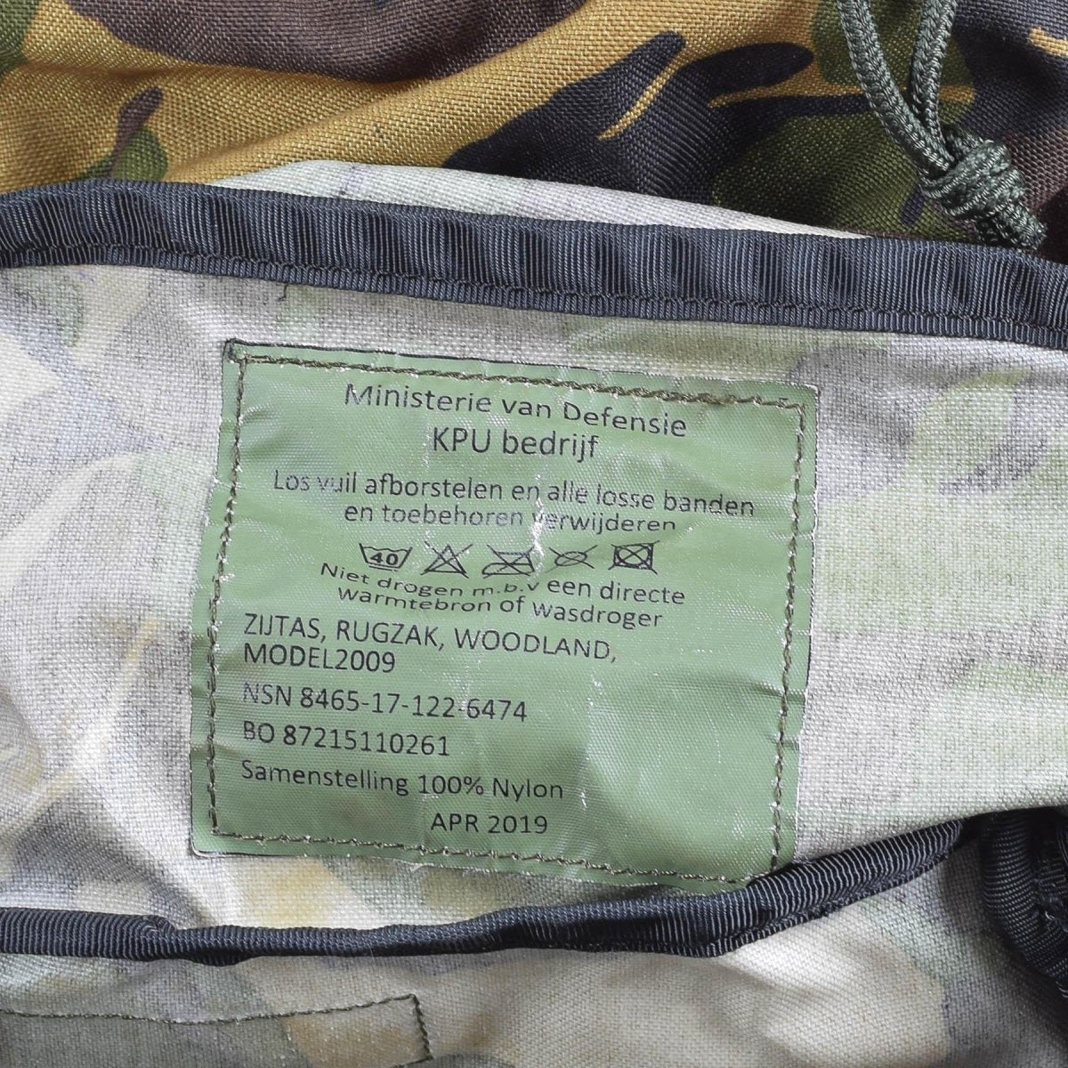 Äkta holländska militär ryggsäck DPM mönster ryggsäck strid 60L taktisk dagsäck