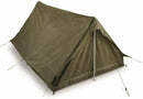 Genuine French military surplus 2-person olive beige tent with waterproof polyester and mosquito net protection.