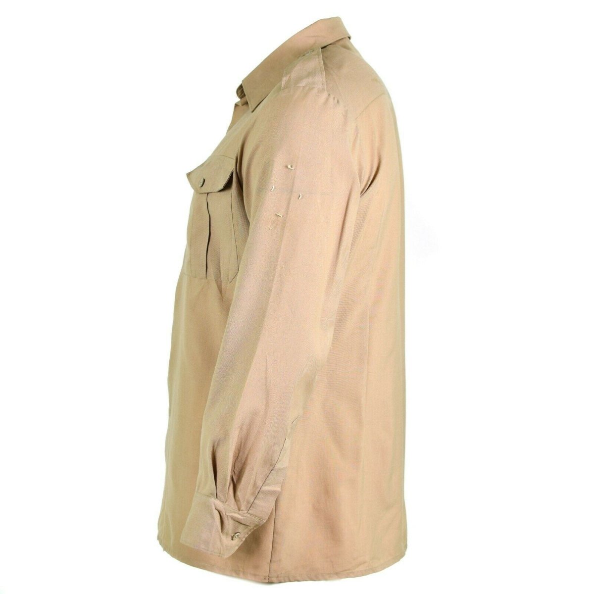 Äkta franska arméskjorta trötthet död stock chino khaki militär poly ull ny
