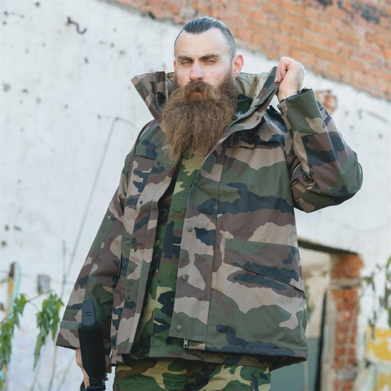 Äkta franska armé vattentät trilaminatjacka cce camo huva regn parka ny