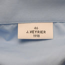 Clothing label inside genuine French military police blue cotton shirt showing size 46 and maker J. Veyrier 1998.