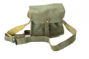 Genuine French shoulder bag army canvas leather olive OD magazine ammo pouch - GoMilitar