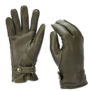 Genuine German police leather gloves in olive with wool lining and adjustable strap for winter warmth and durability.
