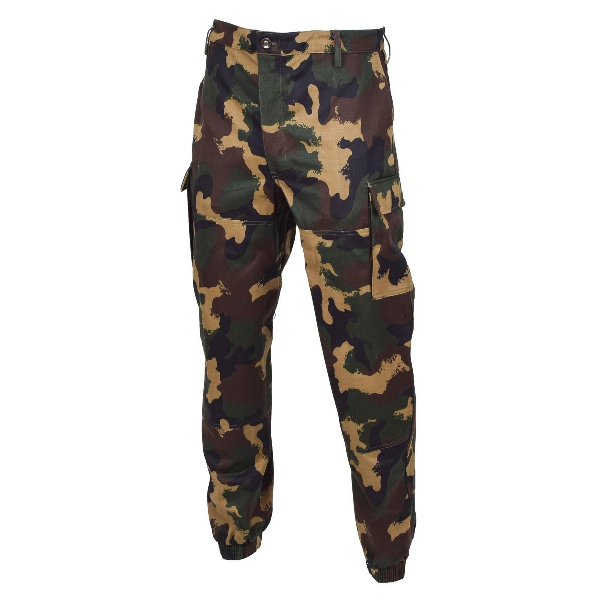 Äkta ungerska militärfält trupper byxor M1990 Woodland Camo förstärkt ny