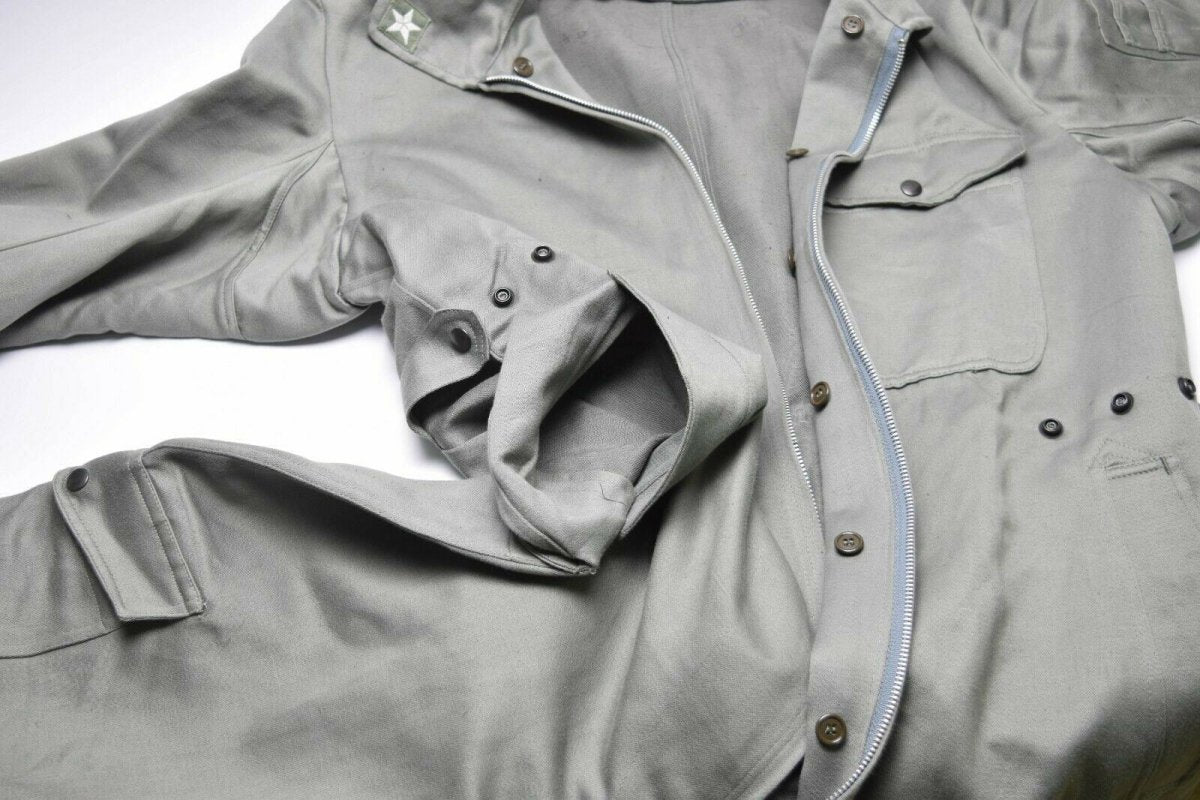Äkta italienska arméomslag för militär grå övergripande jumpsuit zip-front ny