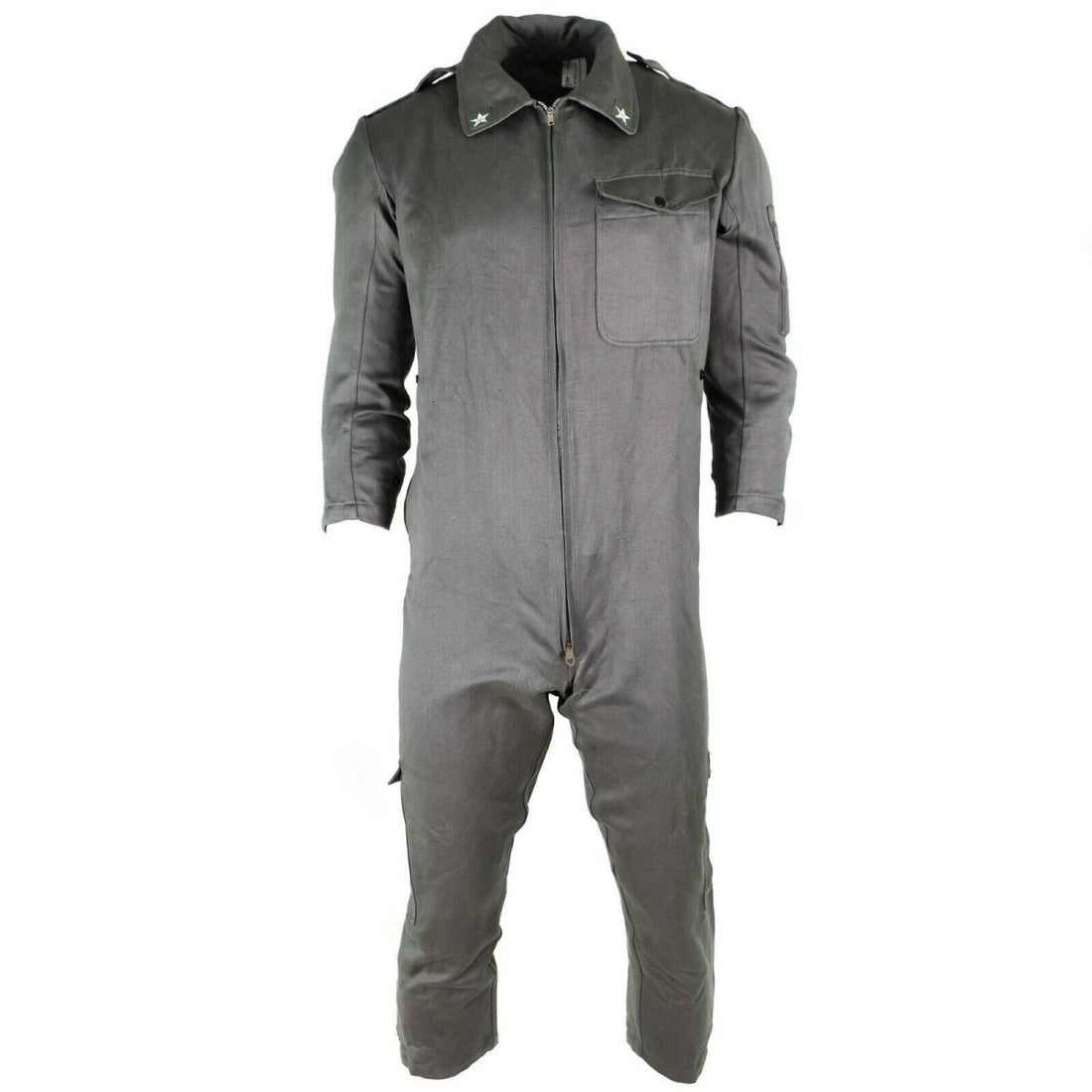 Äkta italienska arméomslag för militär grå övergripande jumpsuit zip-front ny