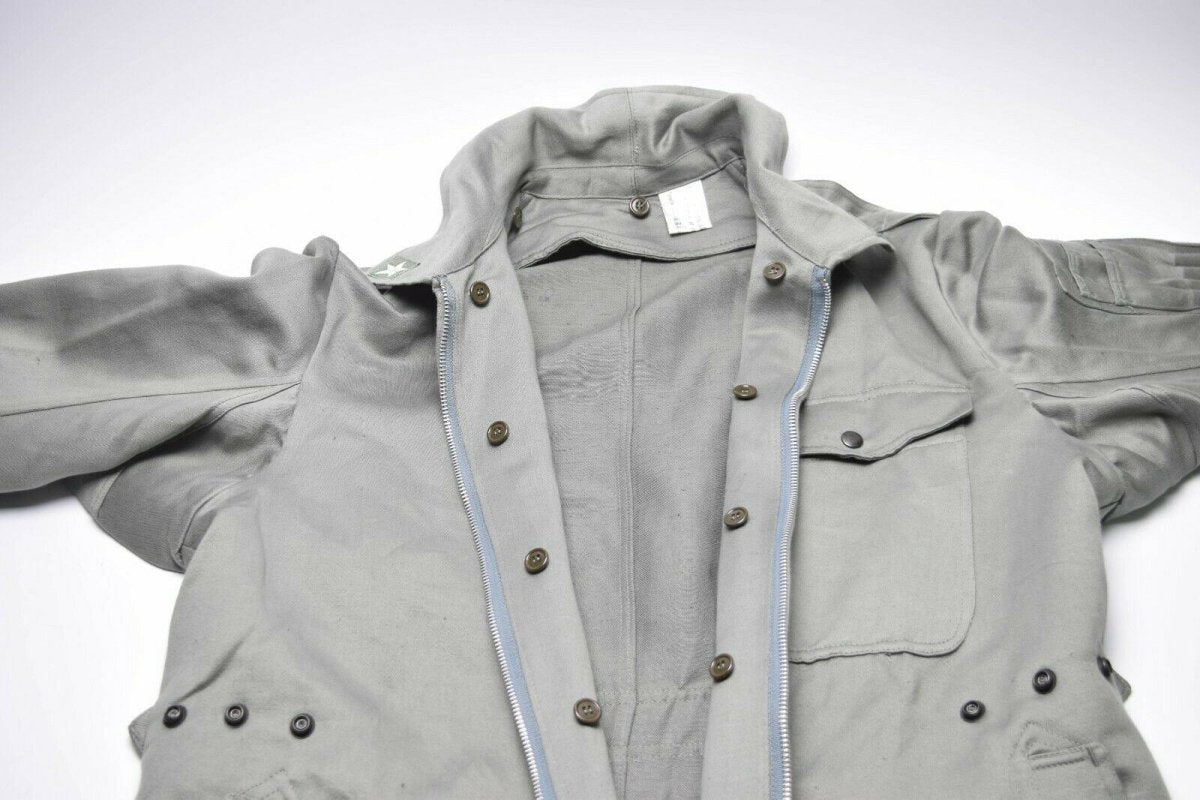 Äkta italienska arméomslag för militär grå övergripande jumpsuit zip-front ny