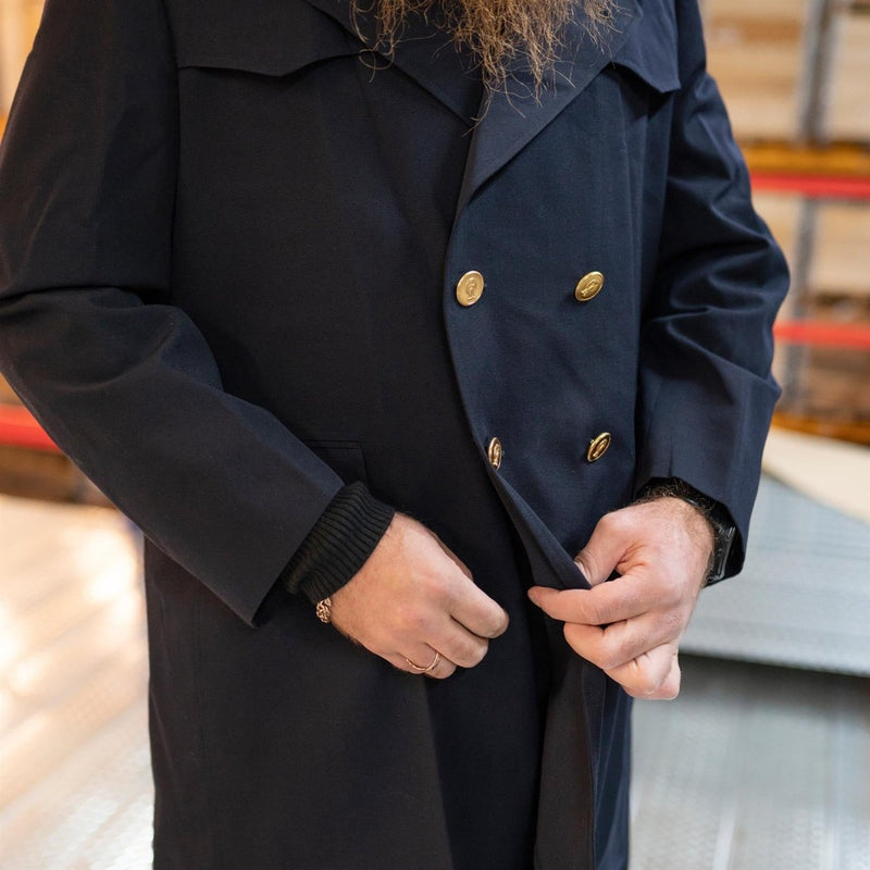 Genuine Italian army navy Coat black long officer Italy police wool rayon NEW - GoMilitar