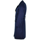 Side view of genuine Italian army blue wool overcoat designed for military and air force officers.