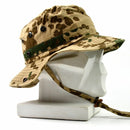Genuine original German Army desert camouflage boonie hat with wide brim and chin strap for tactical sun protection