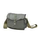 Vintage Polish army gas mask bag in olive canvas with metal buckle and adjustable shoulder strap
