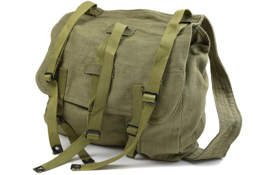 Äkta rumänska armébrödpåse militäröverskott olivduk haversack od ny