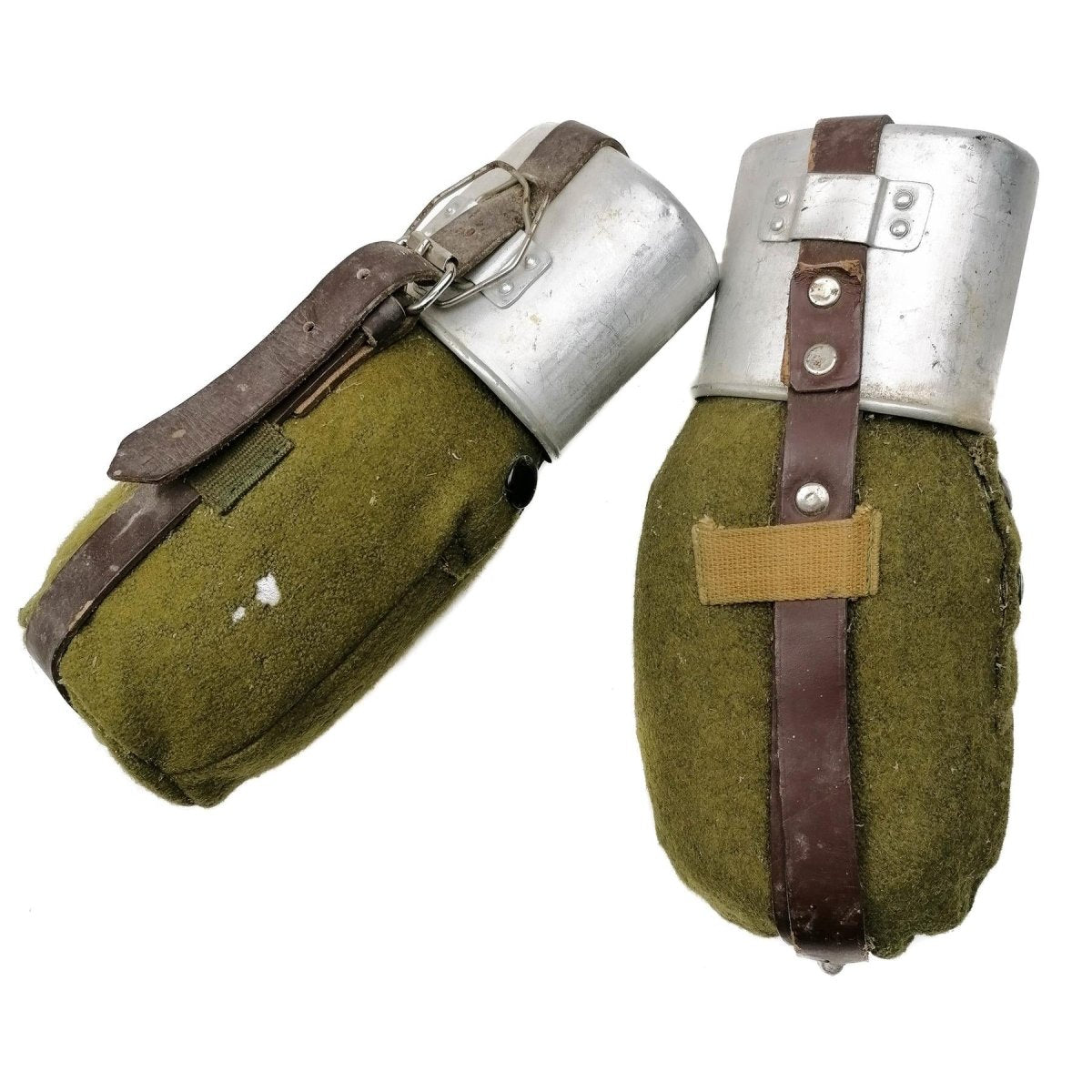 Äkta rumänska armékanten cup filt omslag vintage retro vattenbott som ny