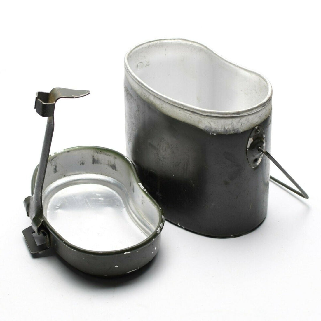 Äkta rumänska arméns mess -kit. Aluminium militär bowler kruka