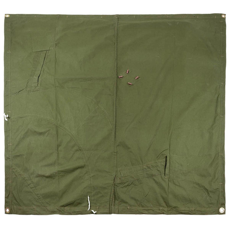 Genuine Romanian Army olive green waterproof tarpaulin tent poncho canvas shelter half 180x180cm with button closures