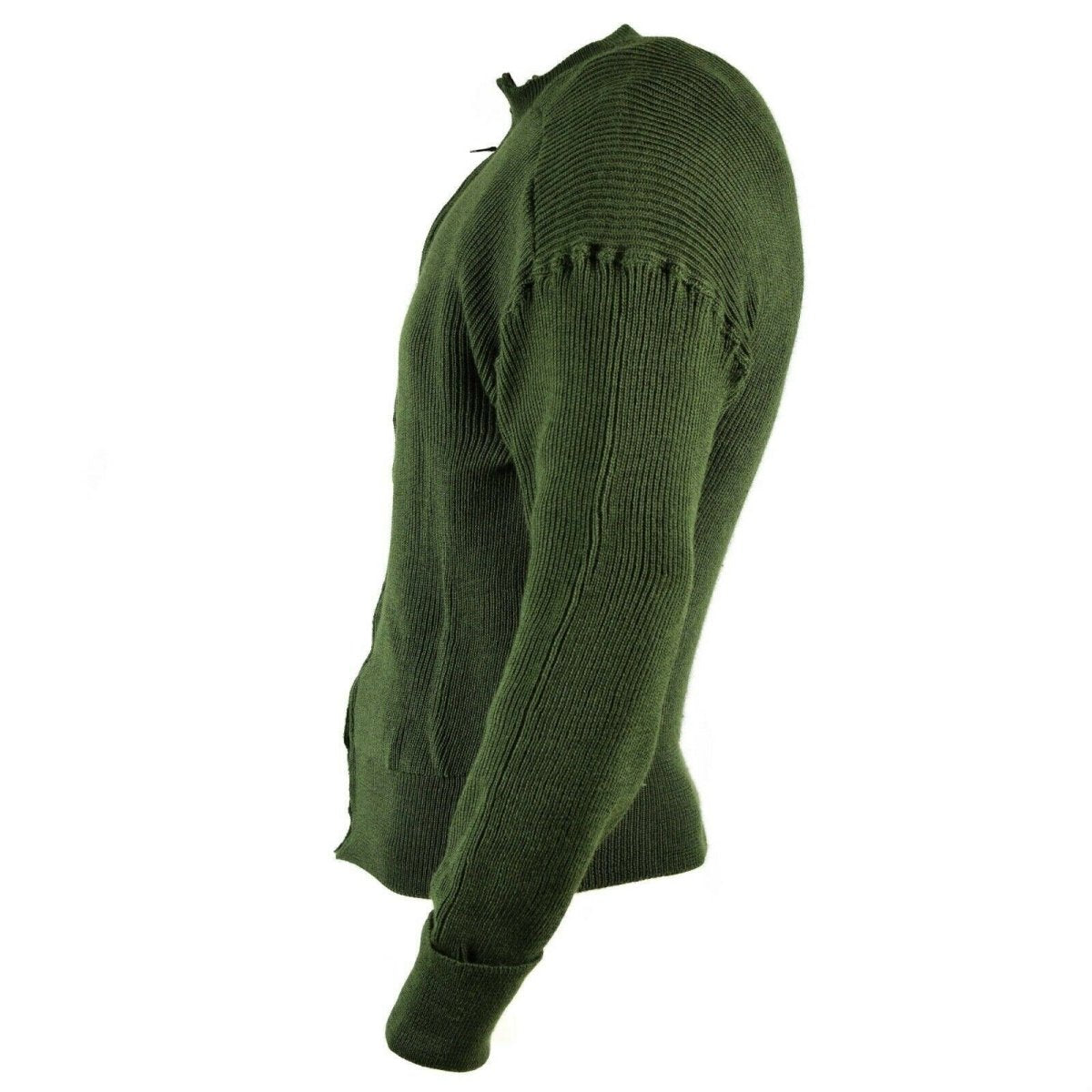 Äkta svenska militära tröja jumper grön ulltröja full zip cardigan ny