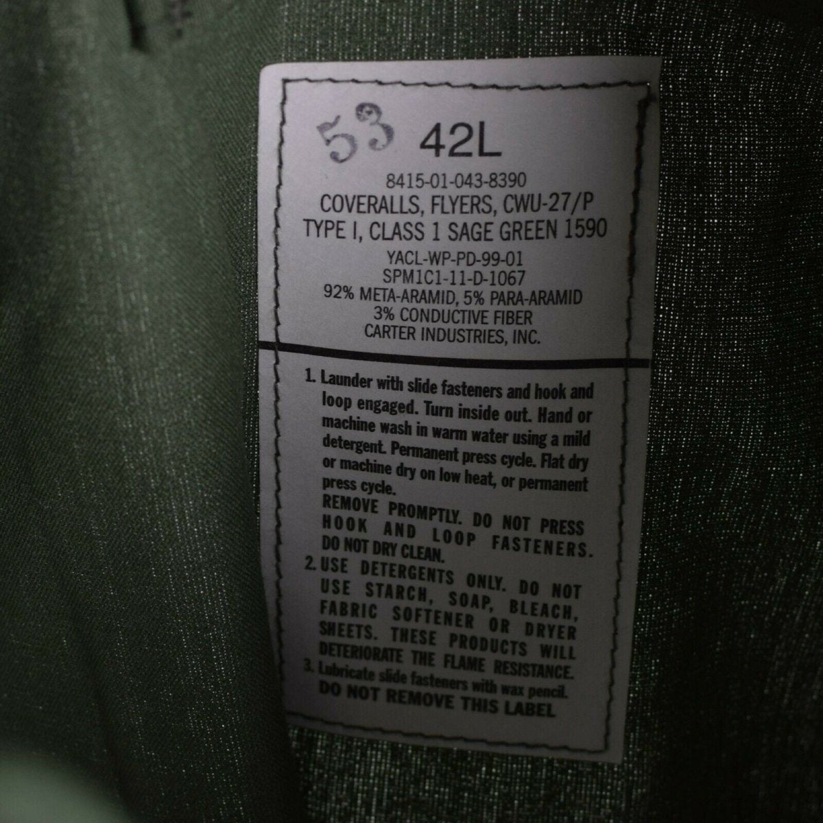 Äkta amerikansk arméoverall USAF CWU-27/P flygdräkt Grönt nomex brandskydd