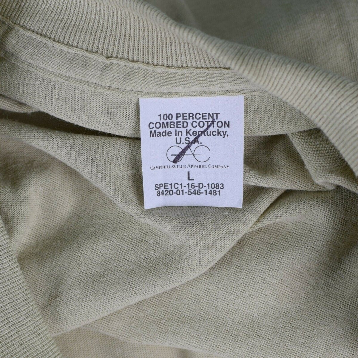 Äkta US Army T-shirt khaki kammad bomullsskjorta korta ärmar militär ny