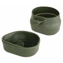 Wildo collapsible, foldable camping cup in green, compact and lightweight for outdoor adventures.