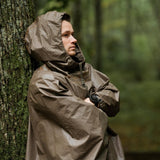 German Army Wet Weather Rain Poncho Waterproof Olive Hooded Shelter Cape