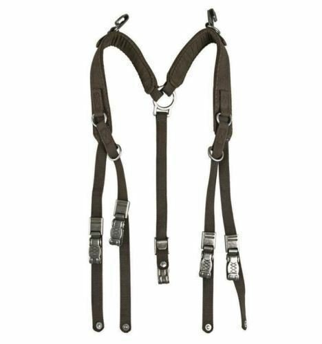 Olive vintage German army Y-strap suspenders webbing set with metal clips and adjustable straps for tactical use