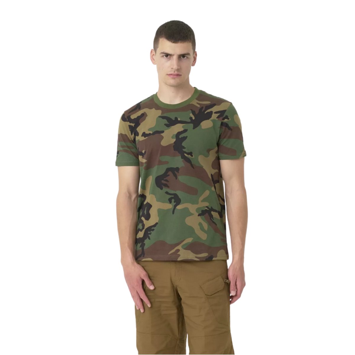 Helikon-Tex Klassisk T-shirt Kortärmad Avslappnad Fit Cotton Woodland Camo