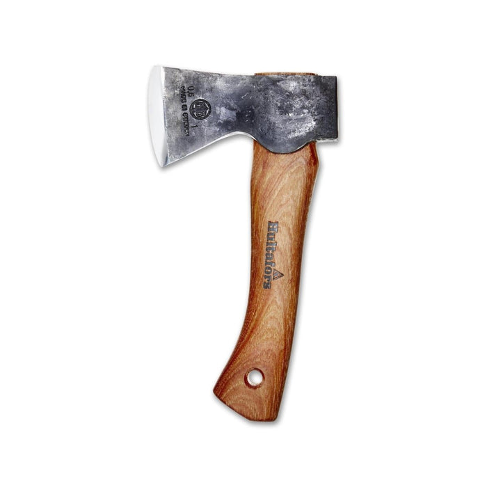 HULTAFORS Ågelsjön Mini Yxa med kolstålblad och ergonomiskt hickoryhandtag för camping och vandring.