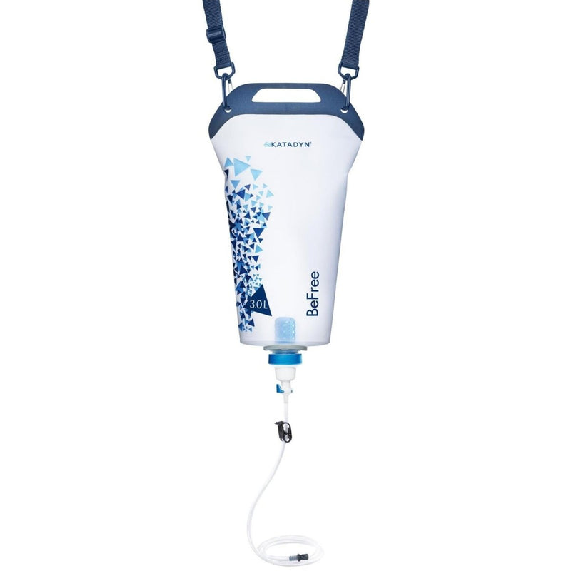 Katadyn BeFree Gravity 3L water filter with hydration bladder and quick-release hose for outdoor water purification