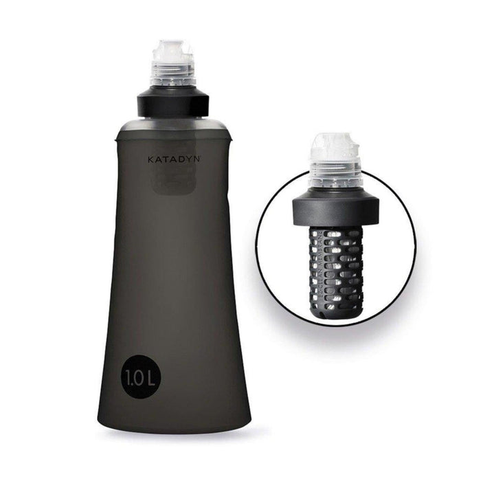 Katadyn BeFree Tactical 1,0L svart vattenfilterflaska med avtagbart filtreringssystem för utomhusbruk