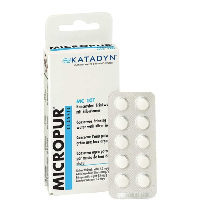 Katadyn Micropur Classic MC 10T vattenreningstabletter förpackning med 40 tabletter som behandlar 10 liter vardera