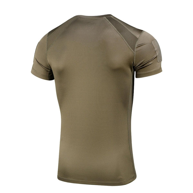 Olive green M-TAC Military Tactical T-Shirt breathable, lightweight, stretch fabric, short sleeve, designed for men.