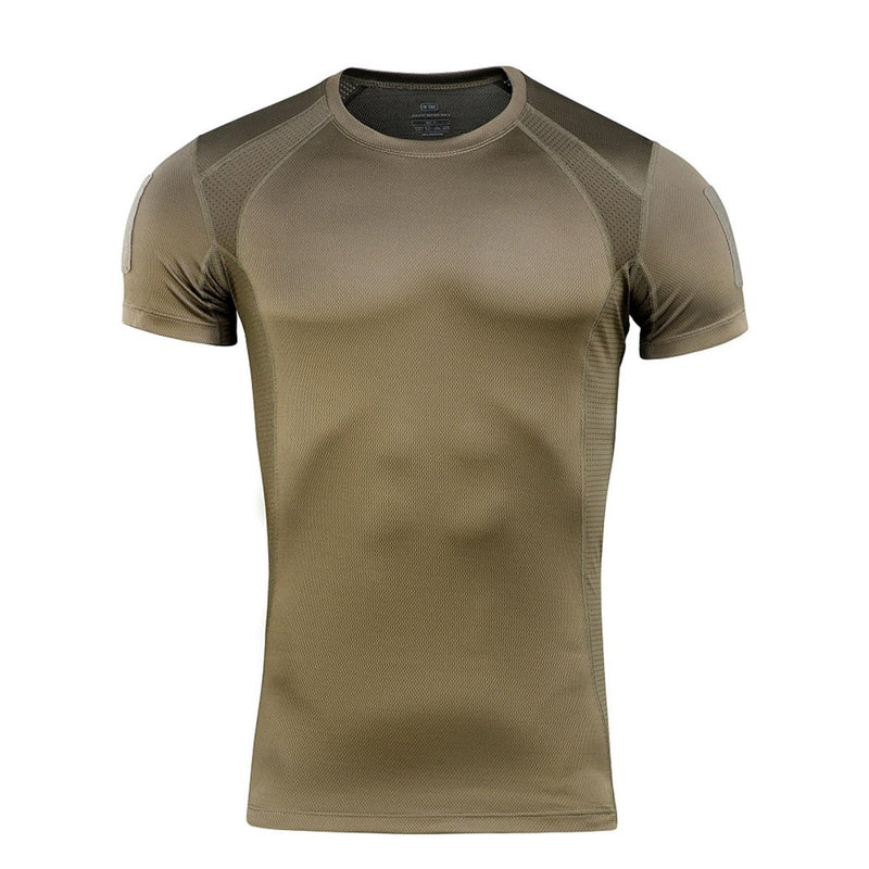 Olive green M-TAC Military Tactical T-Shirt, lightweight, breathable, stretch fabric, short sleeves for men.