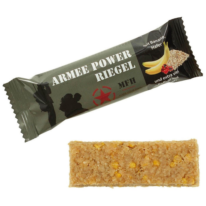 MFH Army Power Bar 60g Koffein Energy Bar Outdoor Snack Banana Guarana Flavor - GoMilitar