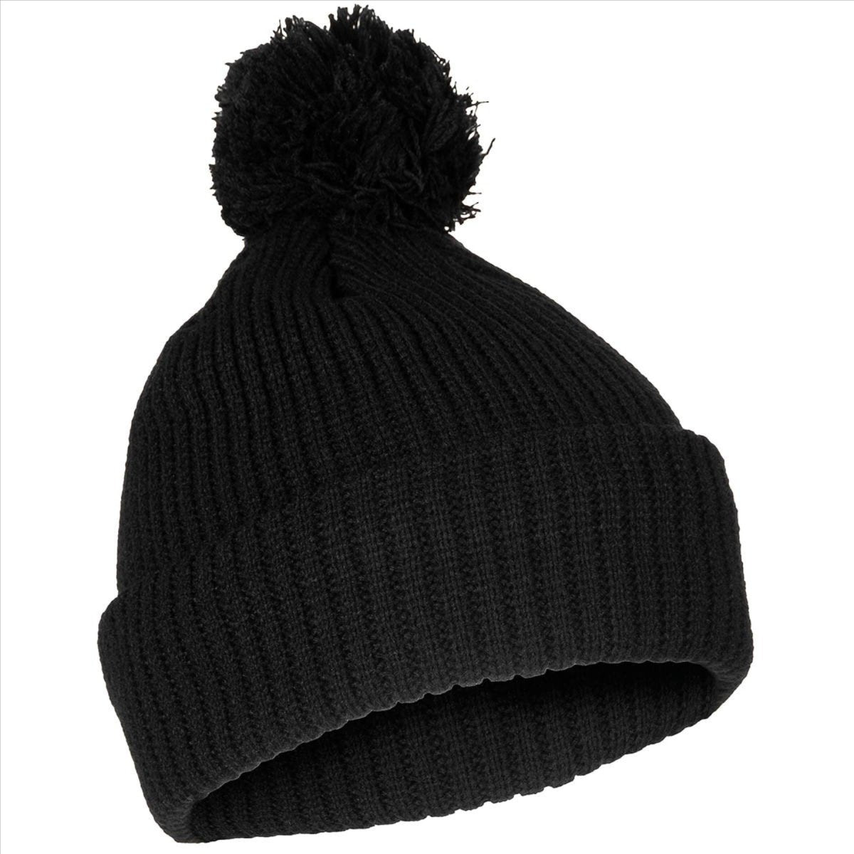 MFH Bobble Hat 3M Thinsulate Isolering Grovstickad fleecefoder Svart