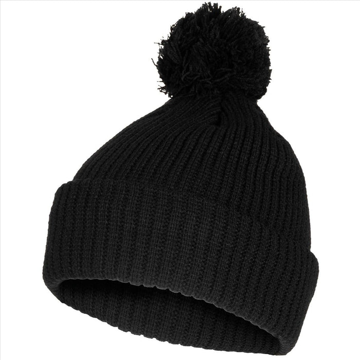 MFH Bobble Hat 3M Thinsulate Isolering Grovstickad fleecefoder Svart - GoMilitar