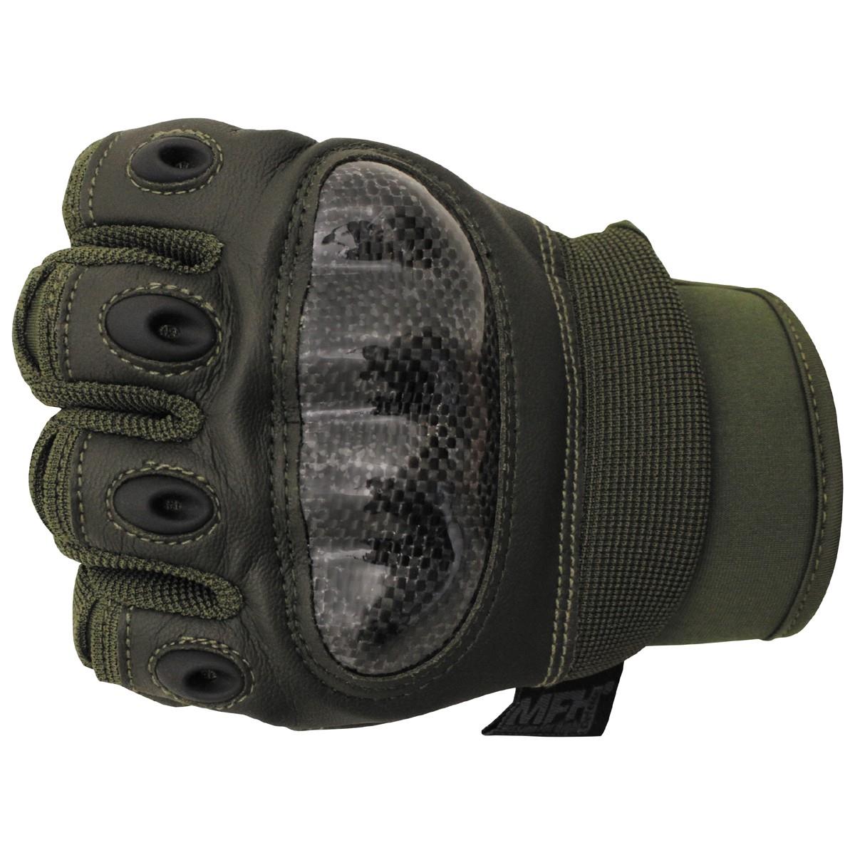 MFH Brand Military Style Tactical Gloves Mission Combat Olive Free Fire Fingers