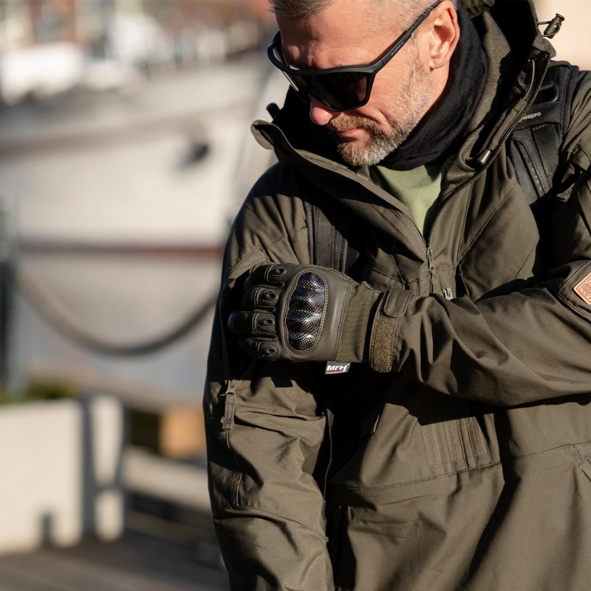 MFH Brand Military Style Tactical Gloves Mission Combat Olive Free Fire Fingers