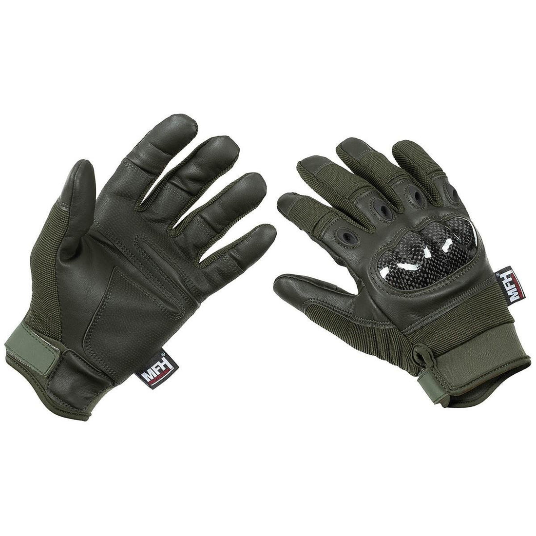 MFH Brand Military Style Tactical Gloves Mission Combat Olive Free Fire Fingers