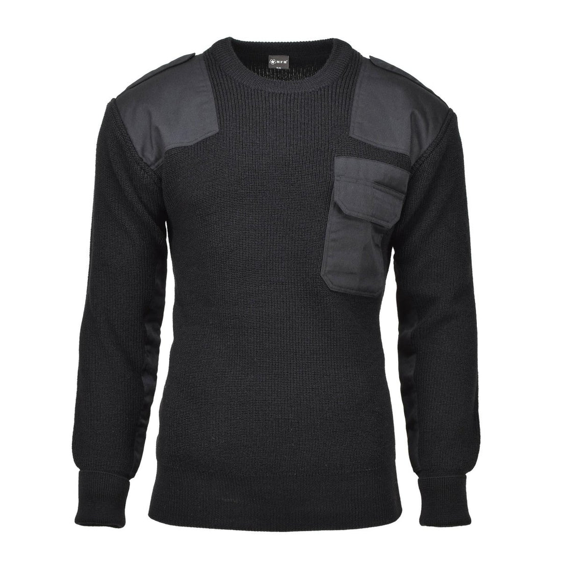 MFH Brand tröja Commando Jumper Rib Knit ull förstärda pullover svart ny