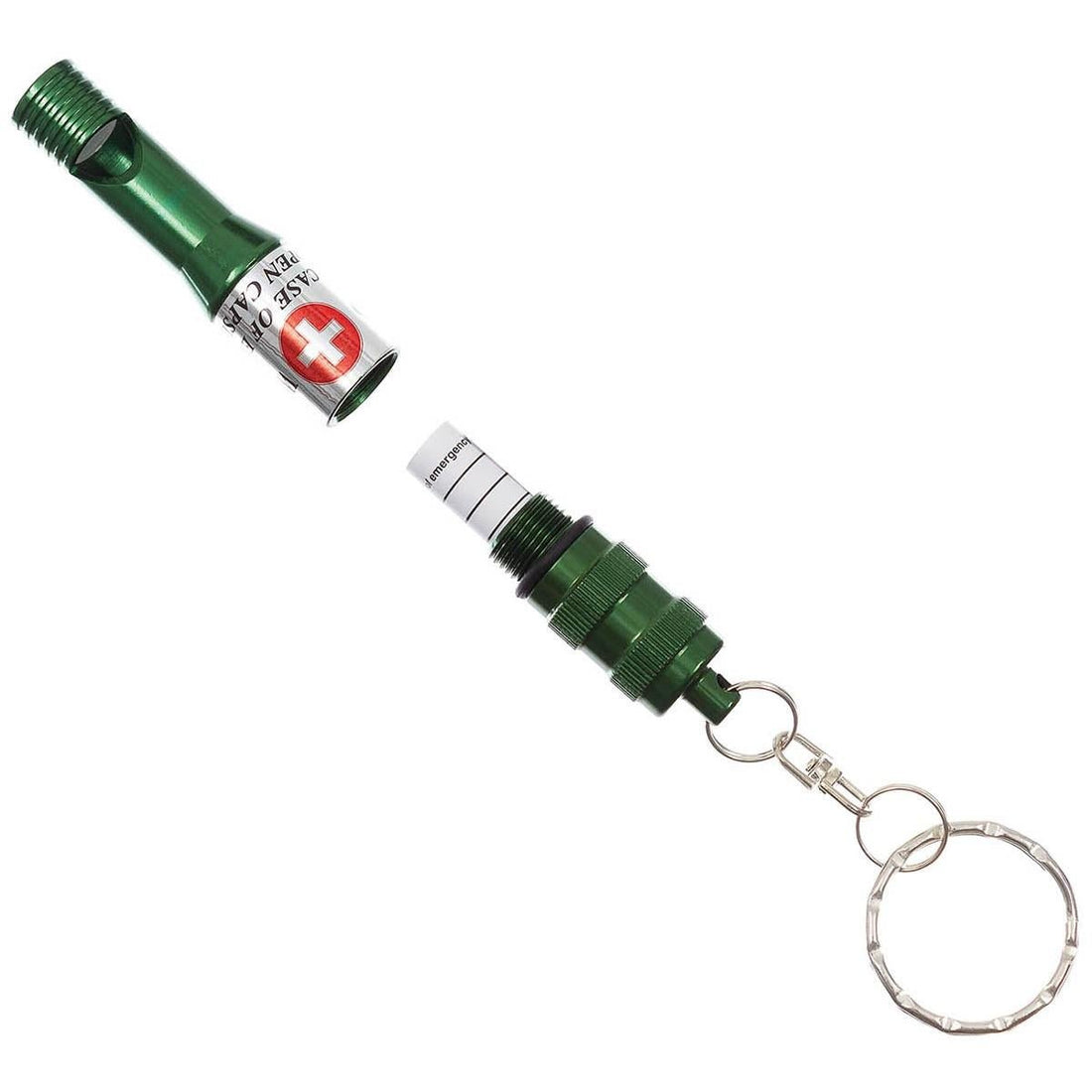 MFH Emergency Whistle Waterproof Keychain ID Kapsel Anodiserad Aluminium Oliv